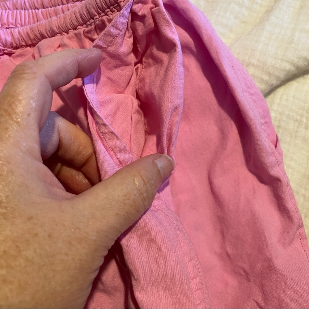 ANTHROPOLOGIE womens pink drawstring pants crop cotton 1x - Picture 4 of 6